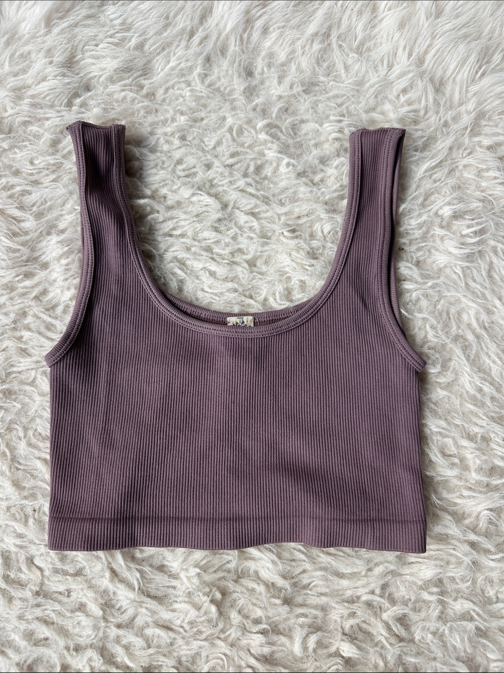 Ribbed Scoop Neck Cropped lounge Tank Top - Mauve